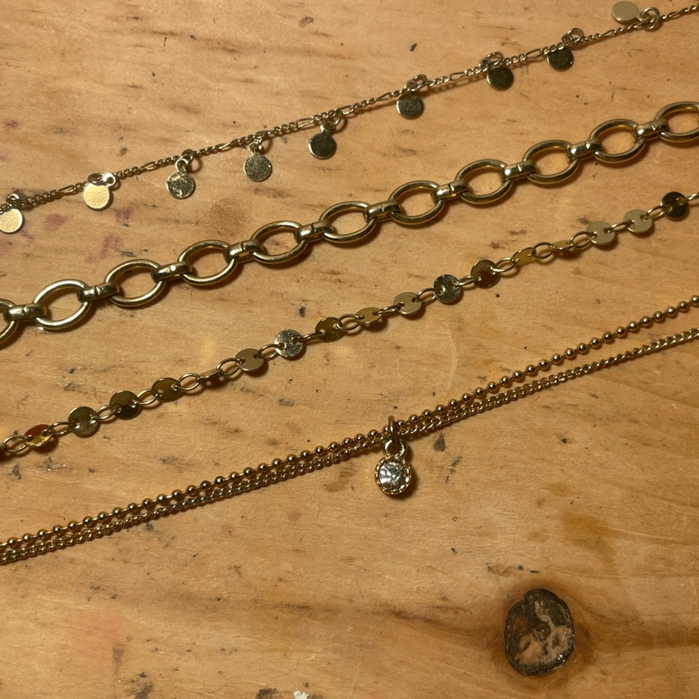 4pc simple gold bracelet set